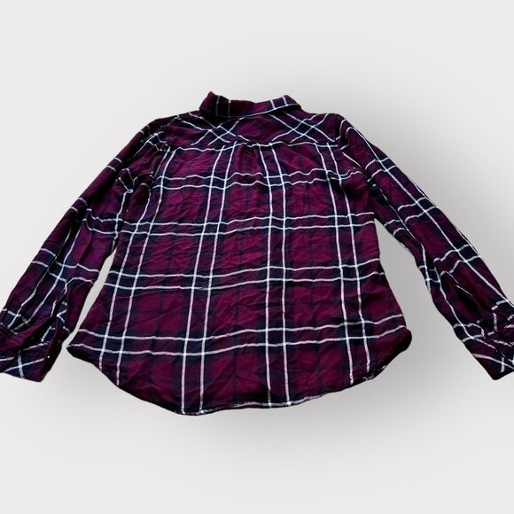 Rails Size XS Red Purple Plaid Long Sleeve Jersey Hunter Button Down Shirt Top - Picture 3 of 12